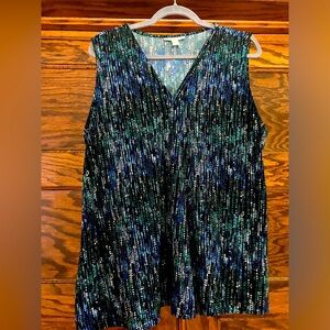 Gently used richly patterned Dana Buchman XL sleeveless V-neck top